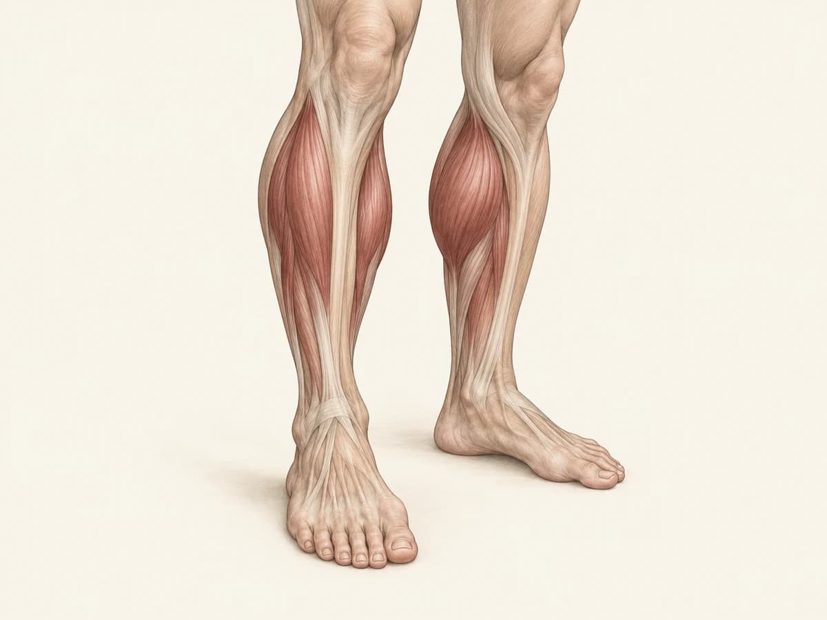 Anatomical illustration of both lower legs, knees, ankles, and feet